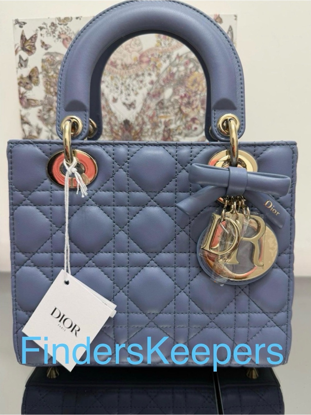 Lady Dior Small Cannage Lambskin New Season Bag Blue GHW